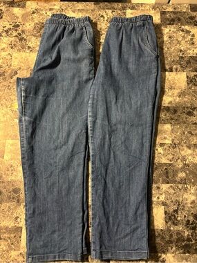 2 Pair Allison Daley Relaxed Blue Denim Jeans with Elastic Waist